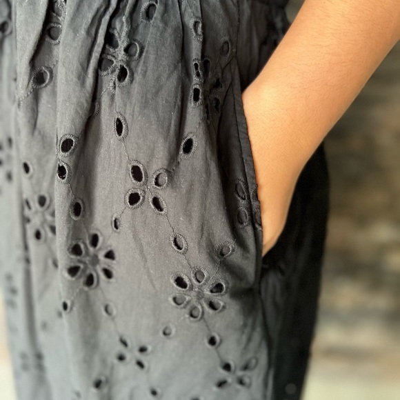 Black Smocked Ruffled Midi Sundress - Picture 11 of 16